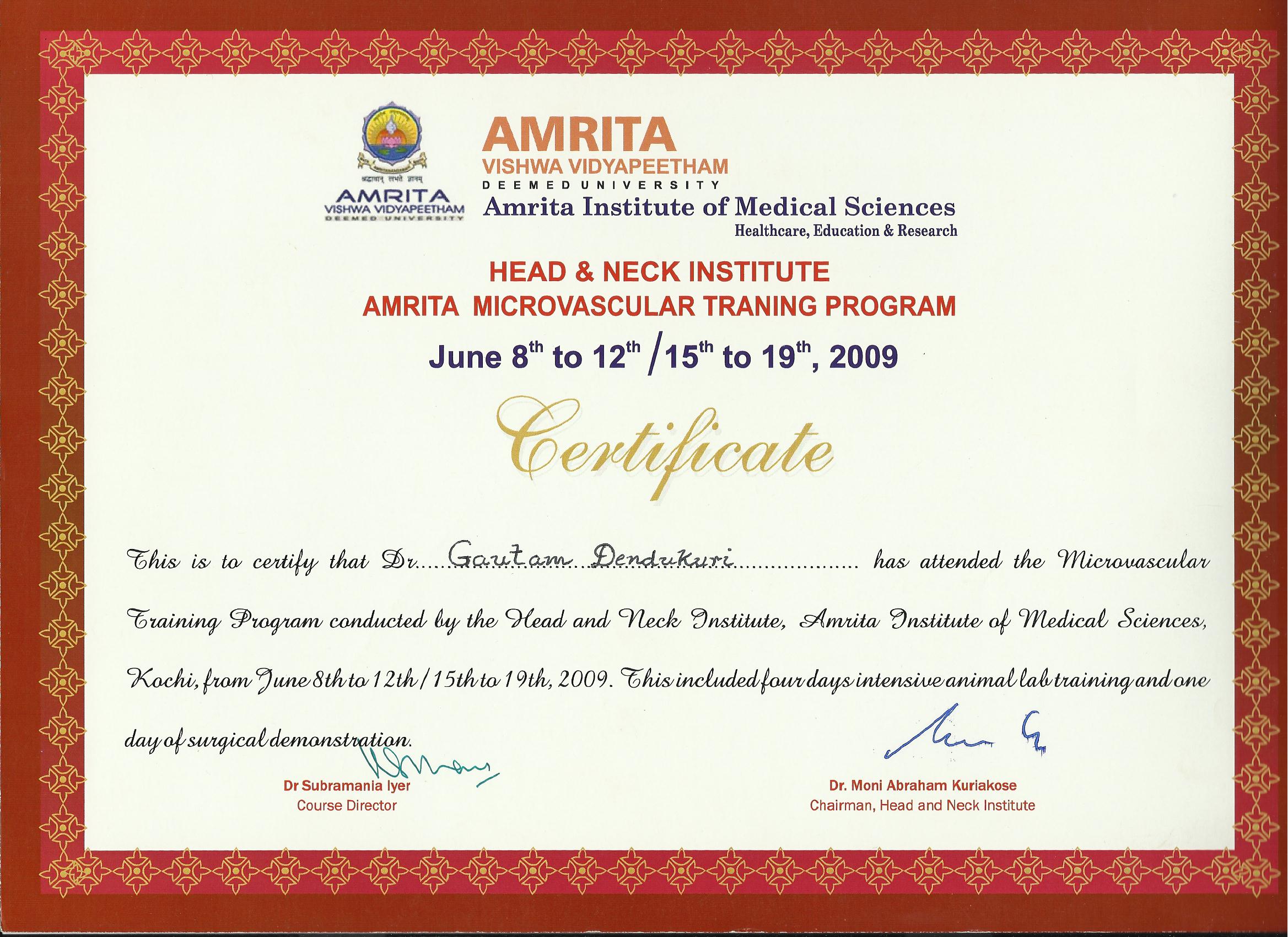 Microvascular Course